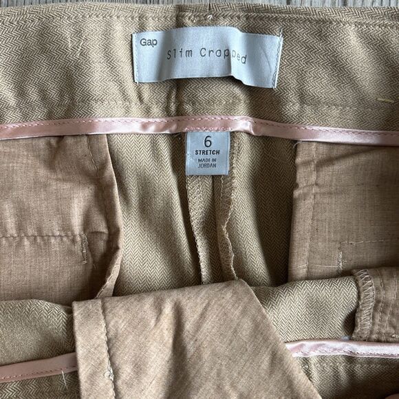 Gap Camel Colored Slim Cropped Ankle  Pants - Size 6 - Picture 3 of 8
